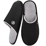 EverFoams Herren Strick Hausschuhe Leichter Memoryschaum Innen Pantoffeln,Schwarz,42/43 EU