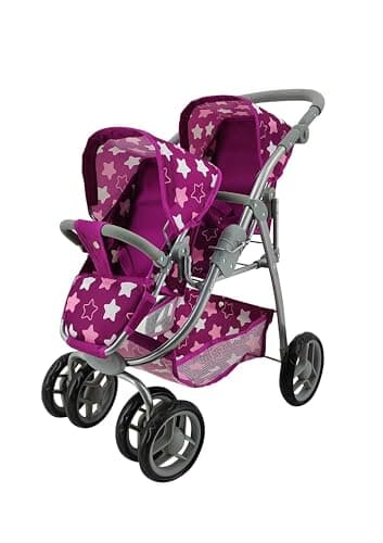 Knorrtoys 16445 - Zwillingspuppenwagen Milo - Star Dark pink