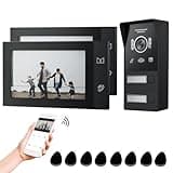 JeaTone WLAN 2-Familien Video Türsprechanlage mit 7''IP Touchscreen, 1080P Türklingel mit Kamera,Gegensprechanlage mit Türöffner,APP/Swipe Card Unlock,Bewegungsmeldung,2-Draht Technik,2 Familien
