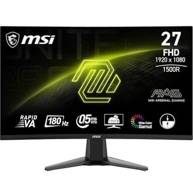 MSI MAG 27C6F 27 Zoll FHD Curved Gaming Monitor - 1500R 1920 x 1080 Rapid VA Panel, 180 Hz / 1ms (GtG), Adaptive-Sync - DP 1.2a, HDMI™ CEC