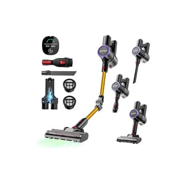 Zynet S9 Akku Staubsauger Kabellos, 45000Pa/500W/45Min Staubsauger mit KnickRohr, Wandladestation, Selbststehender Kabelloser Akkusauger mit Grünes Licht für Tierhaare Teppiche Hartböden