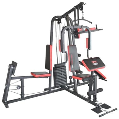 TrainHard® Kraftstation Multistation Fitnessstation Home Gym inkl. Beinpresse + Dipstation, Beinhebe & Sit-Up Bank