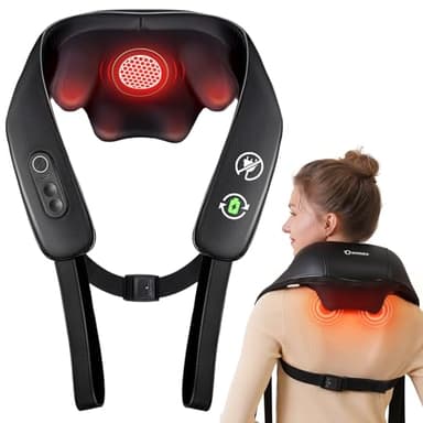 KNQZE® Shiatsu Massagegerät 4D, 2025 Kabellos Nackenmassagegerät mit Wärme, Verbesserte Graphenheizung, 4D Shiatsu Tief knetende Nackenmassage für Nacken, Schulter, Rücken, Geschenke für Frauen Männer