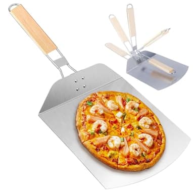 Pizzaschieber Edelstahl,Pizzaschaufel für den Grill Oder Ofe Pizzastein mit Praktischen Einklapp-Griff,Stabileres Profi Küche Heimgebrauch Pizza Schaufel zum Einfachen Verstauen für Große Pizza