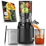 LEBENLANG Entsafter Slow Juicer - Inkl. Rezeptbuch & Große 130mm Öffnung I Perfekt für Obst ganze Früchte und Gemüse 100% BPA-Frei I Best Juicer Machine Saftpresse elektrisch Masticating Green Press