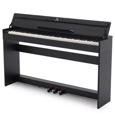MUSTAR 88 Tasten Digital Piano, Halbgewichtete Tasten Klavier mit USB/MIDI und Bluetooth, Halb-offene Abdeckung, E-Piano mit 3-Pedal-Einheit, Stereolautsprechern, 800 Töne und 64 Polyphony, Schwarz
