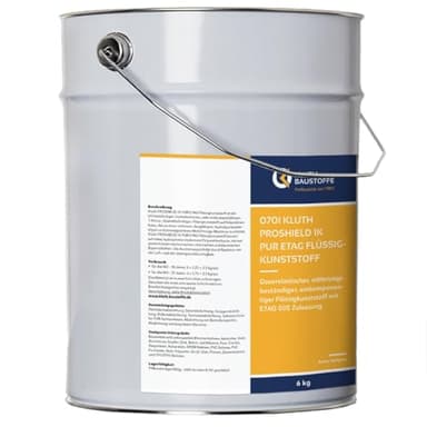 Kluth PROSHIELD 1K PUR ETAG Flüssigkunststoff - 15kg - Abdichtung für Flachdach, Balkon, Detailanschlüsse und Bauelemente - hellgrau