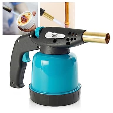 TOM Gas-Lötbrenner im Set – 1300°C – Lötlampe zum Weich- oder Hartlöten – Piezozündung – Bunsenbrenner Gasbrenner (Lötbrenner)