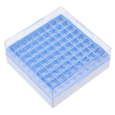 BUGUUYO Kryogene Gefrierbox für Laborproben mit Nummerierten Fächern Langlebige Kunststoff aufbewahrungsbox für Test Mikrozentrifugenröhrchen Temperaturbeständig Blau für Gefrierschrank