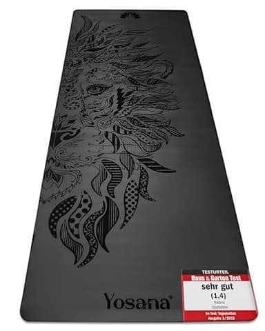 Yosana Yogamatte aus Naturkautschuk | extrem rutschfest | ULTRA GRIP Oberfläche aus ECO PU | extra breit 68cm | inklusive Tragegurt | Yoga matte 183x68cm | 4mm dünn