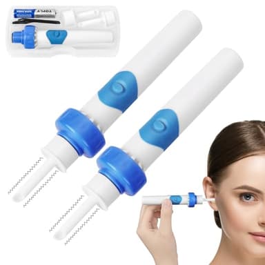 LOPHE Ohrenschmalz Entferner, 2 Pcs Ohrenschmalz Entferner Sauger Sicheres Und Weiches, Ohrenschmalzreiniger mit 2 Waschbaren Ersatzköpfen und Batterie für Erwachsene, Kinder