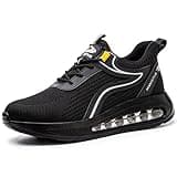OBQcare Arbeitsschuhe Herren S3 Leicht Sicherheitsschuhe Stahlkappenschuhe Damen rutschfest Atmungsaktiv Sportlich Arbeitsturnschuhe Komfort Trekkingschuhe 38 Schwarz Silber