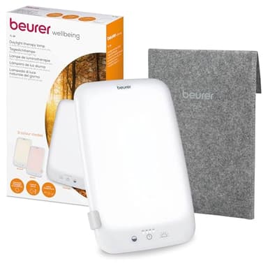 Beurer TL 35 Tageslichtlampe, Simulation von Tageslicht, mit 3 Farbtemperaturen für einen geregelten Tages-Nacht-Rhythmus, 10.000 Lux, Medizinprodukt, abnehmbarer Standfuß, mit Dimmer, Weiß