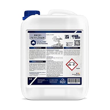 Profi Fettlöser & Nikotinreiniger, 5 l | Lebensmittelecht, Hochkonzentriert – Entfernt Fett, Eiweiß & Nikotin – Für Küche, Backofen, Grill, Dunstabzug, Böden & Maschinen