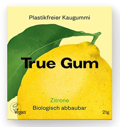 True Gum: ZITRONE | Plastikfreier Kaugummi | Biologisch Abbaubar | Vegan | 21 g