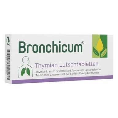 Bronchicum Thymian Lutschtabletten | Zur Schleimlösung bei Husten und zur Beruhigung der gereizten Bronchien | 20 Stück