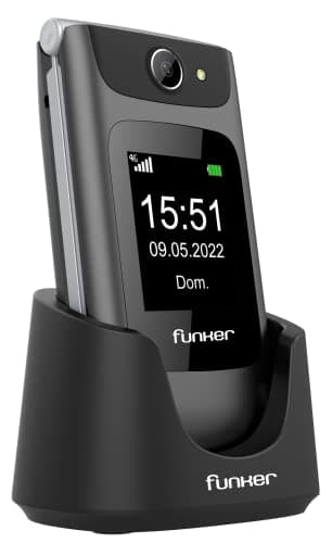 Funker C250 Comfort 4G - Klapphandy 4G für Senioren, Tasten und große Tasten, einfach zu bedienen, SOS-Taste, USB-C, 3 Direktspeicher, 2000 Kontakte, 1450mAH-Akku, Ladestation