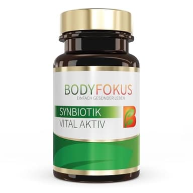 BodyFokus SynBiotik Vital Aktiv | spezielle Bakterienstämme & Präbiotika - natürliche Inhaltsstoffe - enthält Calcium - 60 Kapseln - in Deutschland hergestellt