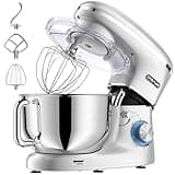 CHeflee Küchenmaschine Teigmaschine 1500W Knetmaschine,Mit 6.2L EdelstahlschüSsel,6 Geschwindigkeit Reduzierte GeräUsche,Mit RüHrbesen,RüHrhaken,SpritzwassergeschüTzter Knetmaschine Mit Knethaken