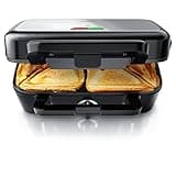 Arendo - Sandwichmaker 1200 W mit Antihaftbeschichtung - mit abnehmbaren Platten - spülmaschinentauglich - BPA frei - Temperaturkontrolle – Sandwich Maker - Sandwichtoaster für große Toasts