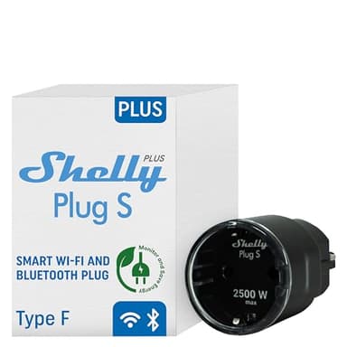 Shelly Plus Plug S - Intelligente Steckdose Funktioniert mit Alexa & Google Home, programmierbare mit Sprachsteuerung, Bluetooth und Wi-Fi-Gerät zur Automatisierung von Geräten Strommessung, Schwarz