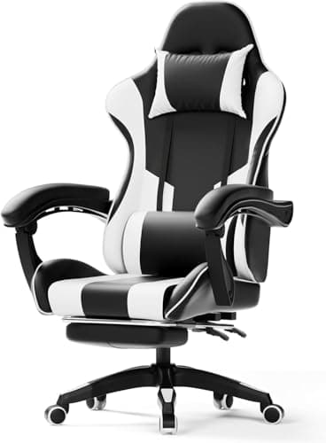 Kerting Gaming Chair, Computer Office Chair with Footrest, Gaming Chair (White)
