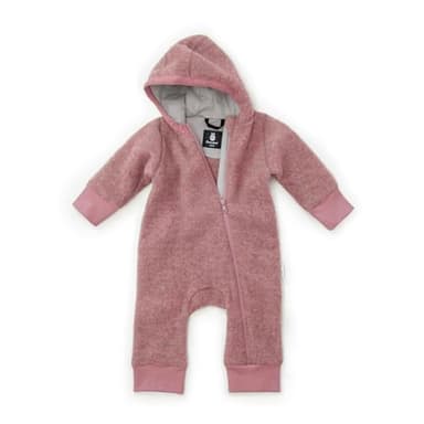 Ehrenkind® Fleeceoverall aus 100% Bio-Merinowolle, Atmungsaktiv & temperaturausgleichend, Wollfleece, Baby Overall mit Kapuze, Altrosa 86/92