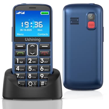 Seniorenhandy Ohne Vertrag mit Groüe Tasten, Dual SIM Senioren Handy mit 2,4 Zoll Farbdisplay, 1000 Mah Akku, Hörgeräte Kompatibel, Notruftaste, Typ-C-Kabel, Rentner Handy Mit Ladestation, Blau