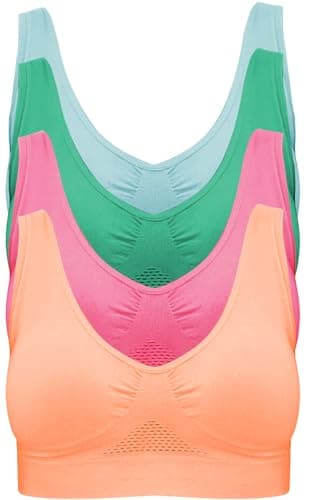 Pretty Seamless BH ohne Bügel Nahtloser Sport BH im 4er Pack für Sport Freizeit und Beruf