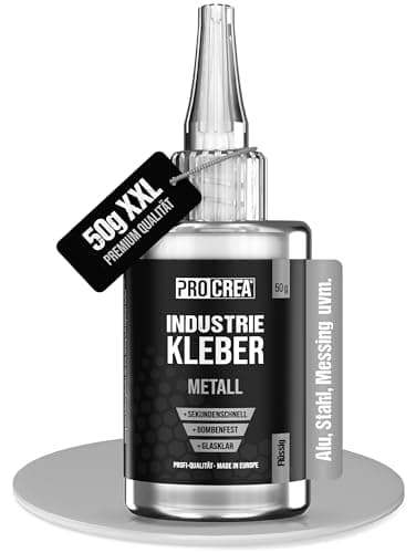 PROCREA® Sekundenkleber (50g) "Metall" [mit Anti-Austrocknungs-Spitze] Extra starker und transparenter Metallkleber für alle Metalltypen - Wasserfester Alleskleber & Superkleber in Industrie-Qualität