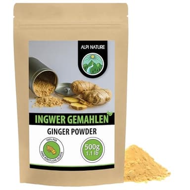 Alpi Nature Ingwerpulver 500g, Ingwer gemahlen, Ingwerwurzel Pulver, Ingwerwurzel gemahlen