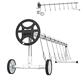 AufuN Pool Aufrollsystem Premium 3-5,70 m mit 2 Reifen, Pool Aufroller für Solarfolie, Aufrollvorrichtung für Poolplane & Abdeckung, inkl. Bänder, witterungsbeständiges Material