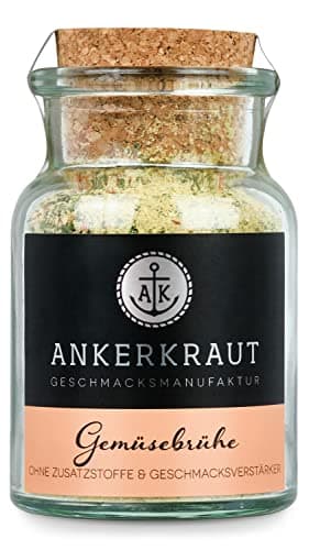 Ankerkraut Gemüsebrühe, ohne Geschmacksverstärker, ohne Zucker, 90g im Korkenglas, Mischung würzender Zutaten für Brühe