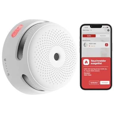 X-Sense Rauchmelder WLAN, entspricht der Norm EN14604, Rauchmelder Smart mit austauschbarer Batterie, Benachrichtigungen über die App, 1 Stück