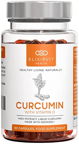 Elixirvit Mizellares Curcumin Forte – 185x höhere Bioverfügbarkeit als Curcuma/Kurkumin – Mizellen Kurkuma Extrakt mit NovaSOL – 60 Flüssig Kapseln Hochdosiert