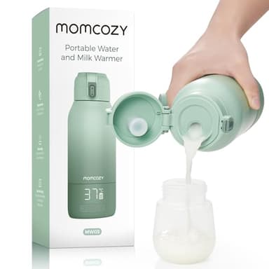 Momcozy Tragbarer Flaschenwärmer Baby für unterwegs, 500ml Kapazität + 24x Nutzung/Akku | 2 Heizmodi für Muttermilch & Wasser | Schnellaufheizen in 3 Min.