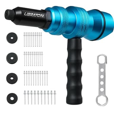 Libraton Nietenzange Adapter, Blindnietzange Adapter für Bohrmaschine, Akkuschrauber, für Kabellose Elektrische Bohrmaschine, Einfache Verarbeitung für Blindnieten, 2,4 3,2 4,0 4,8 mm