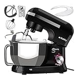 Ruhhy Küchenmaschine Edelstahlschüssel 4,5 l, 1700 W - 8 Geschwindigkeitsstufen + Pulsfunktion Küchengeräte für Kuchen und Brot mit Backzubehör für Hobby- & Profiköche 16746
