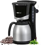 Clatronic® Kaffeemaschine mit Thermokanne | Kaffeeautomat für 8-10 Tassen | Filterkaffee | Tropfstopp & Auto-Abschaltung | Filtereinsatz herausnehmbar | Wasserstandsanzeige | 1 Liter | KA 3327 schwarz