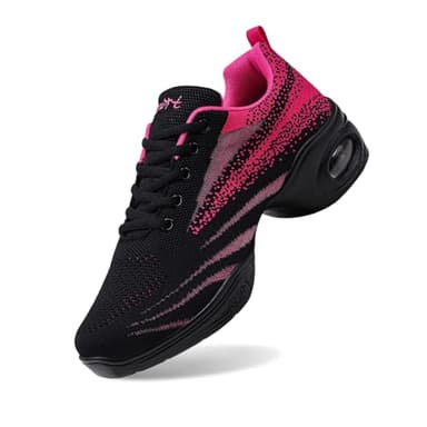 Zumba Sportschuhe für Damen, Jazz-Schuhe, Training, Tanzen, Walking, Sportschuhe, Fitness, Damen, mit Schnürung, bequem, Mesh, Luftkissen, athletisch, vielseitig, Rosa 2, 39 EU