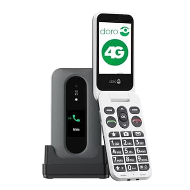 Doro - Leva L30 - Seniorenhandy - 4G-Klapphandy ohne Vertrag - Externes Display - HD-Audioqualität - Kamera - Notruftaste mit GPS - Inklusive Ladestation - Schwarz/Weiß
