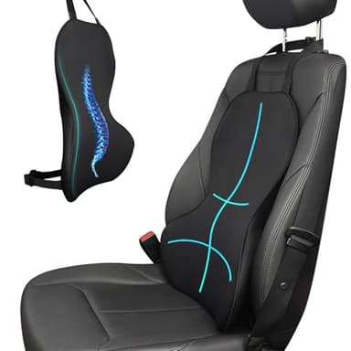 VGECEE Autositzkissen mit Rückenstützkissen Ergonomisches Lendenwirbelstützkissen Rückenkissen aus Memory-Schaum 55 * 44 * 10cm Lendenkissen Rückenstütze Auto für Autositze Schreibtischstuhl