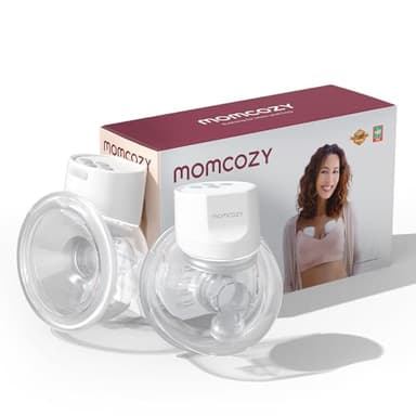Momcozy Hands-Free Milchpumpe S12 Pro, Elektrisch Tragbar Brustpumpe, mit weichem DoubleFit-Flansch, 3 Modi | 9 Stufen, Smart-Display, 24 mm, 2 Stück, Weiß