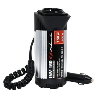 Schumacher INV 150 Spannungswandler Modifizierter Sinus-Wechselrichter 12V DC > 220V/240V AC - Dauerleistung 300 W - Überspannungs-, Unterspannungs-, Überlast- und Thermoschutz - Lüfter - Geräuschlos