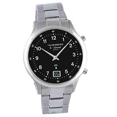 Falkenberg & Söhne Funkarmbanduhr Japanisches Quarzuhrwerk Funkuhr 41 mm Edelstahl 20 mm Funksignal DCF77 Herrenarmbanduhr Damenarmbanduhr Digitale & Analoge Anzeige Datumsanzeige