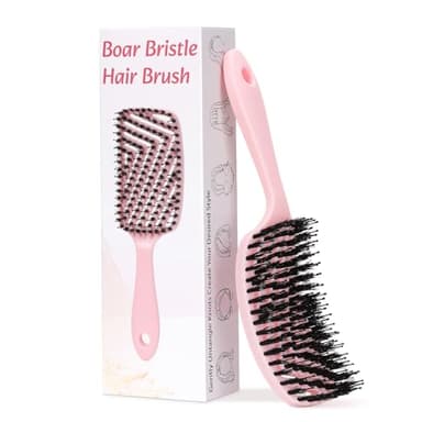 Euqvunn Dual-Bristle Haarbürste, Wildschweinborsten Bürste zum Entwirren & Glanz, Öl-Balance, Kopfhautmassage, Sanft für Dickes/Langes Haar