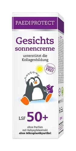PAEDIPROTECT Gesichtssonnencreme LSF 50+ 30 ml, Sonnencreme Gesicht 50 unterstützt Kollagenbildung, Sonnenschutz parfümfrei, face sunscreen ohne Mikroplastik mildert Hautirritationen, vegan