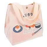 Operitacx Süße Lunchbox-Tasche, Kawaii-Lunchtasche im japanischen Stil, Lunchtasche, tragbare Damen-Canvas-Tasche, Beige