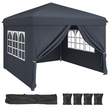 YITAHOME 3x3m Pop up Pavillon mit 4 Seitenteilen,Faltbar Gartenzelt Partyzelt,Camping Pavillon Anti-UV50 Höhenverstellbaren für Outdoor Hochzeit Garten Camping Party Hellgrau verbessert (Hellgrau)
