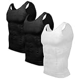 Odoland Unterhemd Herren Shapewear 3er Pack Kompressionsshirt Bauchweg Shirt Herren Body Shaper Tank Tops - (2 Schwarz 1Weiß/XL)